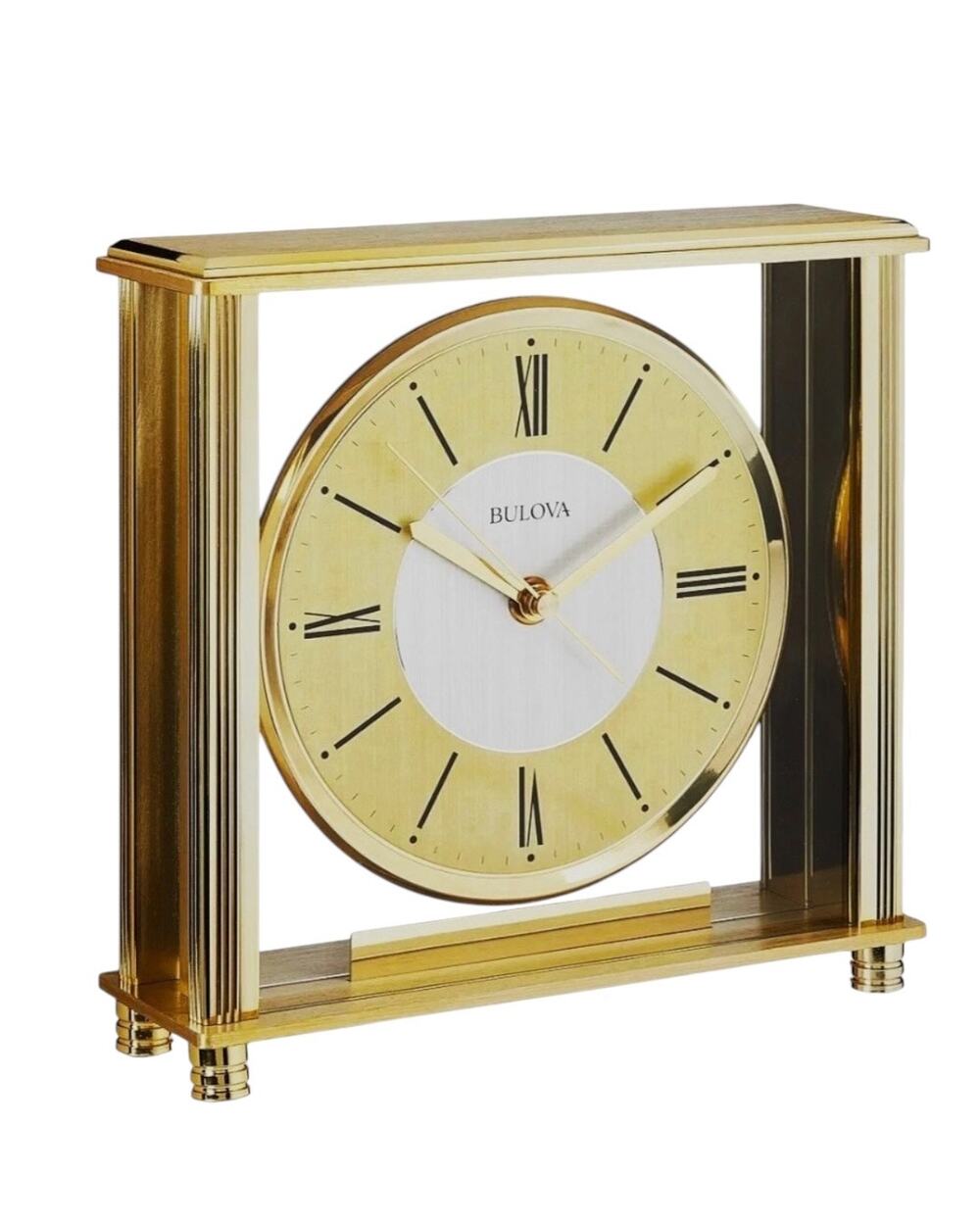 Bulova B1700 Gold-Tone Brass Mantel Table Clock Roman Numerals New in Box